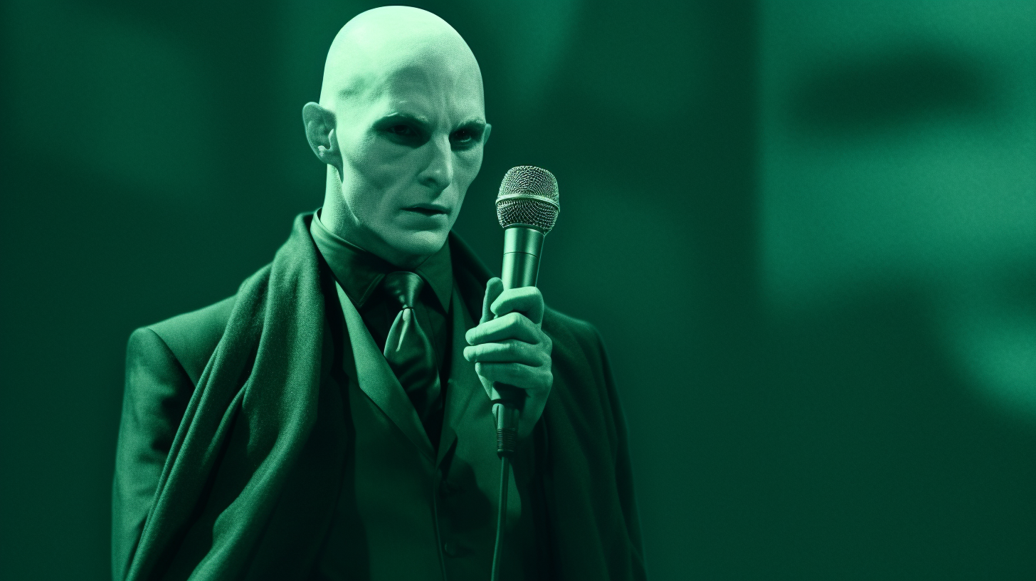 Lord Voldemort on stage, speaking